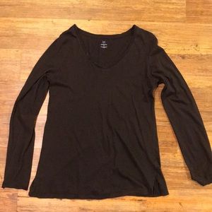 Gap Maternity long sleeve vee neck tee in brown